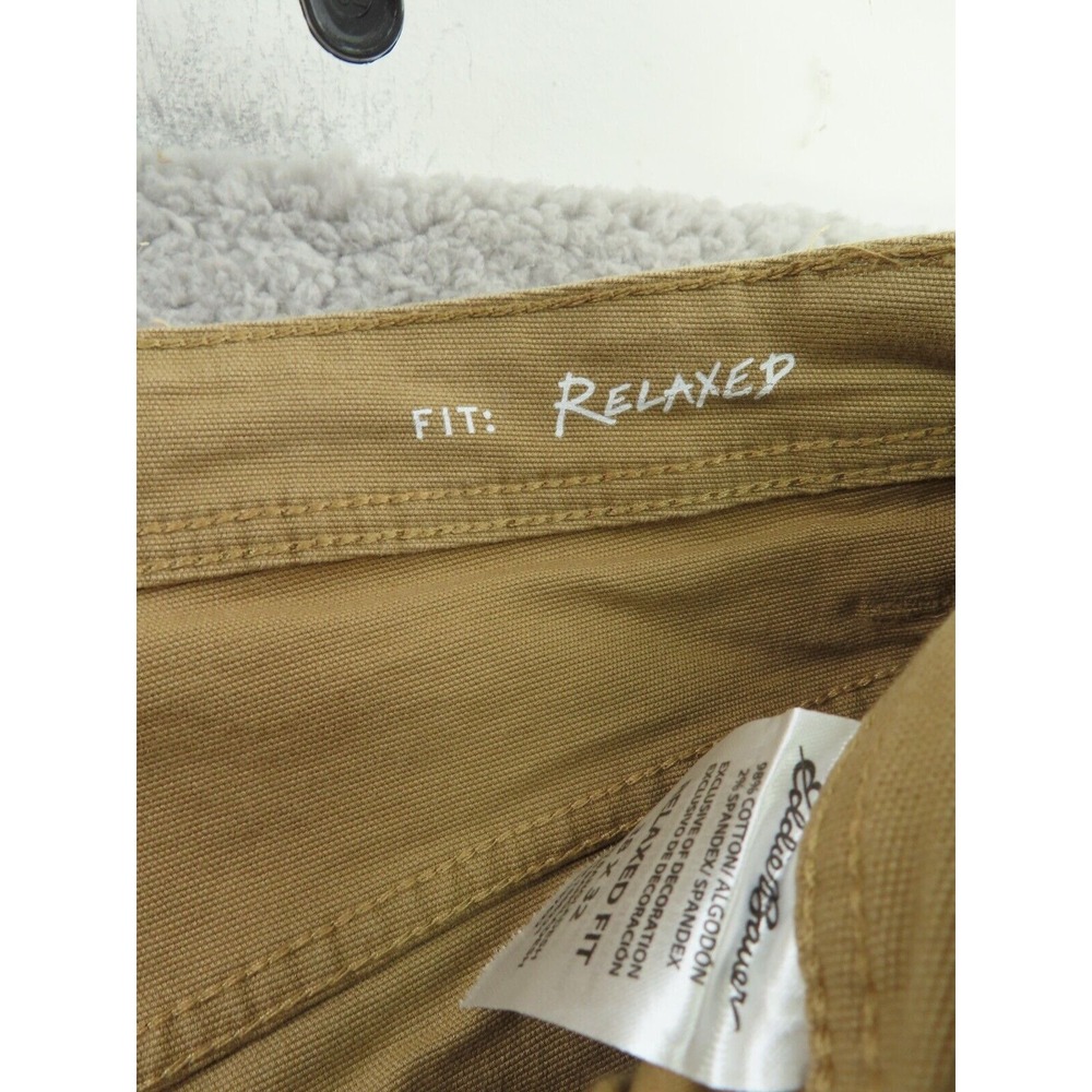 Eddie Bauer Pants 38x31 Brown Canvas Workwear Knee Reinforced Relaxed Baggy - Picture 5 of 12
